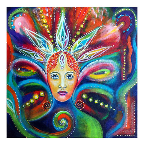 divine source goddess rebirth acrylic on canvas 30 x 30 cm £350 sold