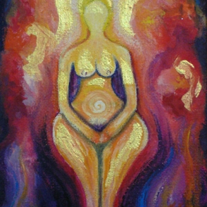 goddess of fertility (palaeolithic #2) acrylic on canvas 12 x 18 cm £95 sold