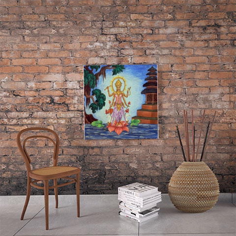 goddess saraswati acrylic on canvas 30 x 30 cm £850 for sale